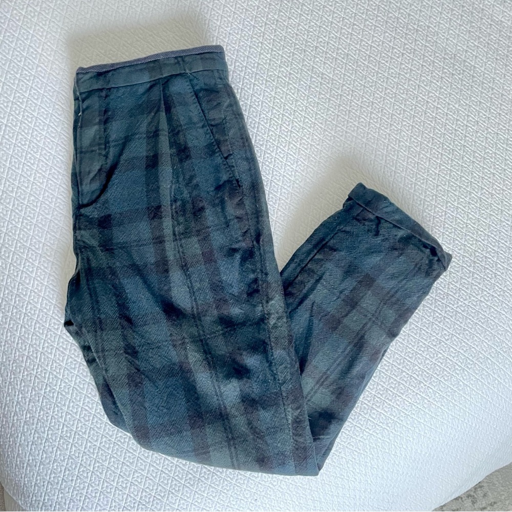 Chloe Plaid Trousers in Blue and Black